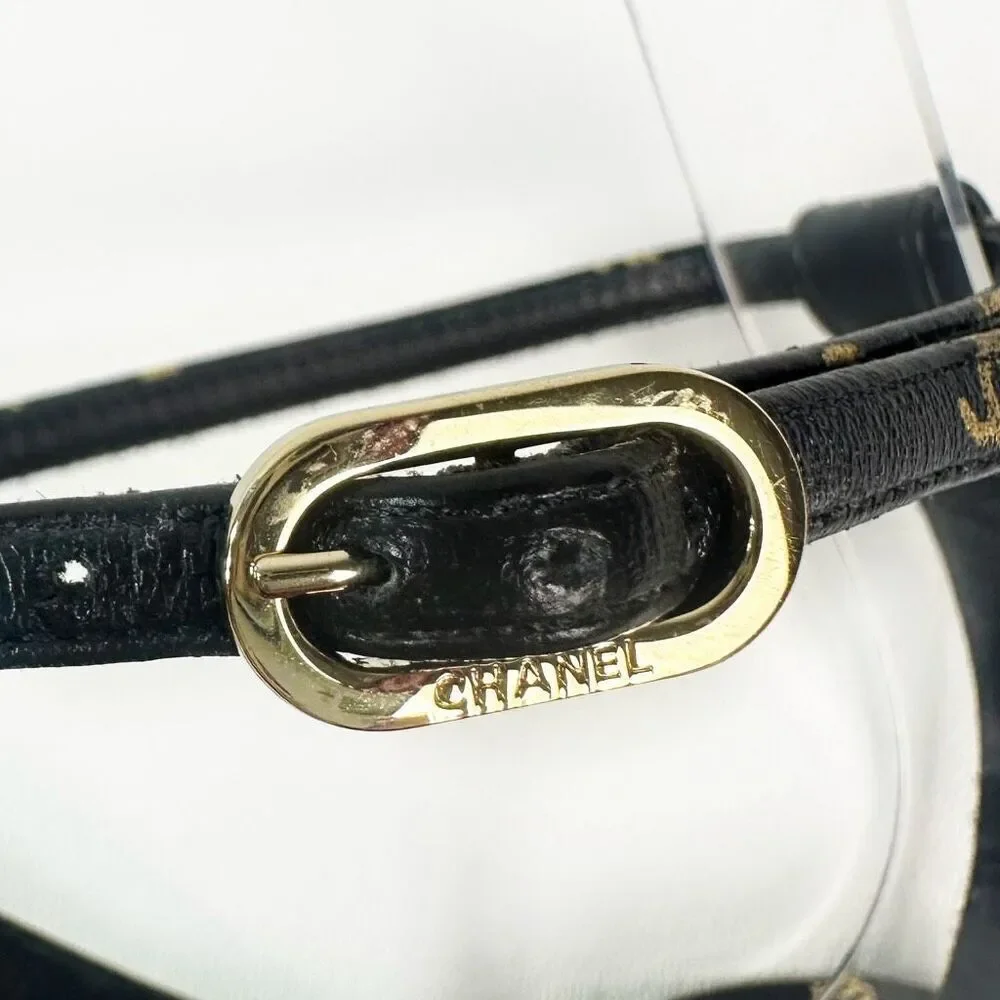 CHANEL 2023 All Over Interlocking CC Logo Black Heels Size 38 Platform Cap Toe